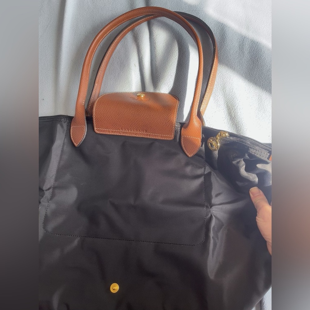 Longchamp Le Pliage large Black and Brown Tote Bag - Picture 3 of 9